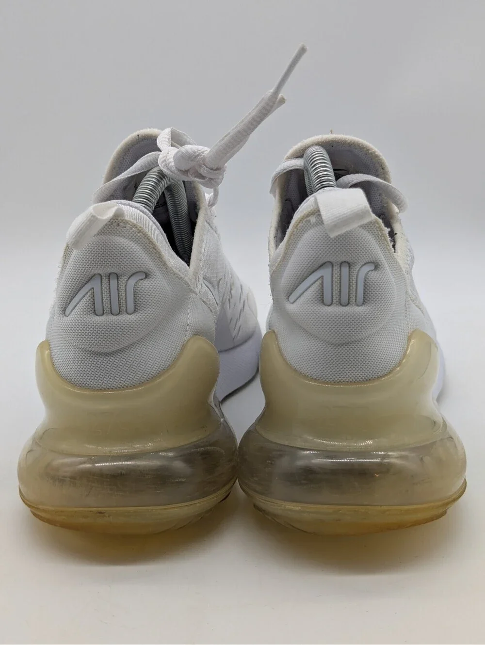 Nike Air Max 270 White Silver Shoes Kids Size 7Y / Womens 8.5 943345-103 *Flaw